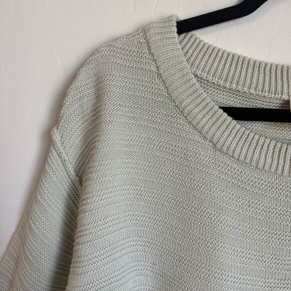 Oversized Boho Cotton Blend Drop Shoulder Long Sleeve Knit Sweater Mint Green - Picture 8 of 12